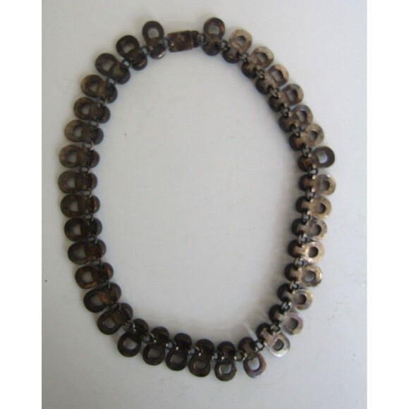 Turquoise Necklace Vintage Sterling Silver 925 Mexico Chunky Choker Stamped 18” - Picture 5 of 10